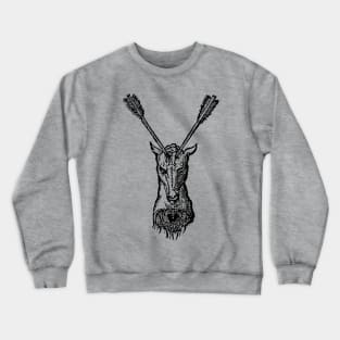 Deer ††††† Vintage Medieval Woodcut Style Illustration Crewneck Sweatshirt